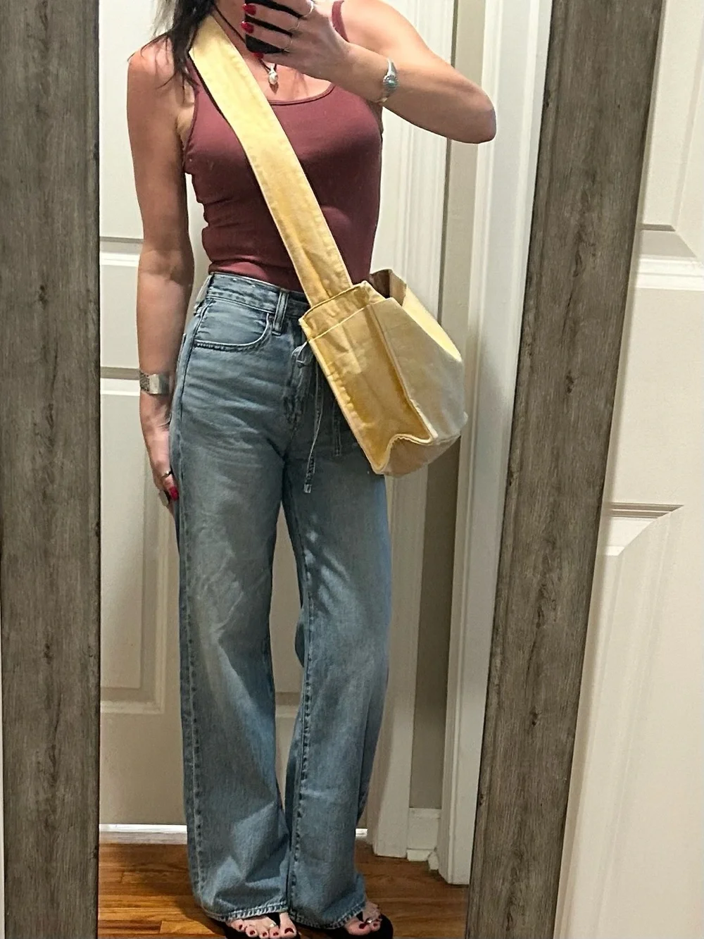 NWT Free People Camp Crush Canvas Sling Bag in Neutral
